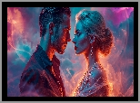 Kolorowe, Mężczyzna, Tło, Para, Kobieta
